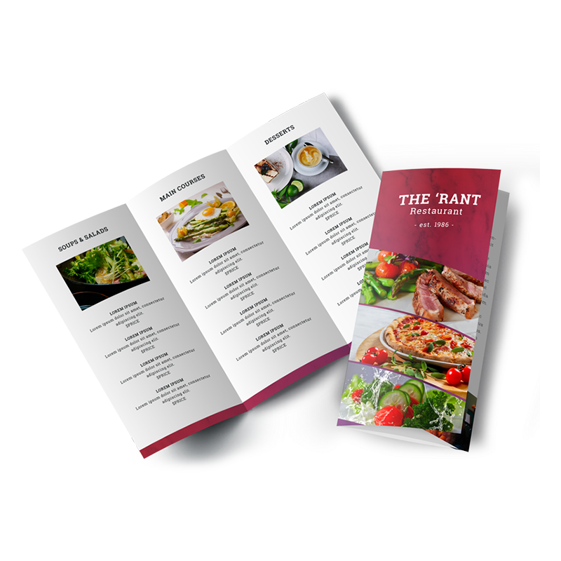 Add high-quality printed menus to your essential business materials.