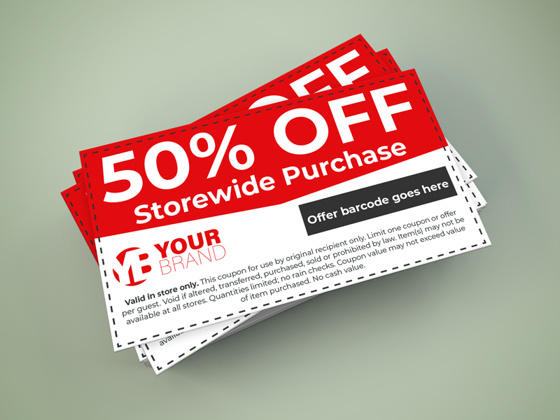 Make your very own, quick-and-easy, high-quality coupons for distributing to your customers.