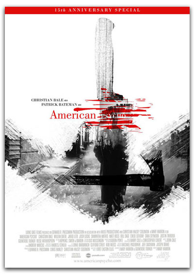 American psycho poster, which illustrates a clever usage of visual weight to unnerve viewers.
