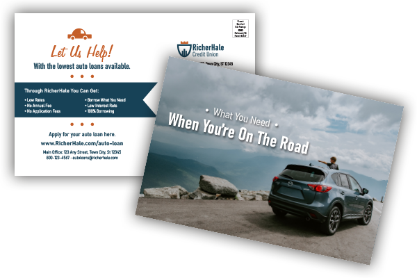 Auto Loan Postcard for Credit Union Marketing