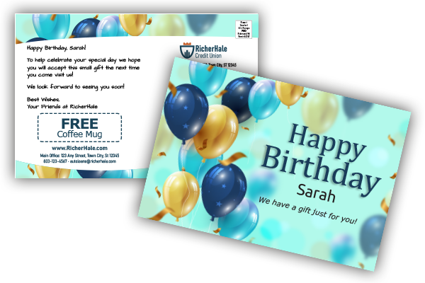 Birthday Postcard for Credit Union Marketing
