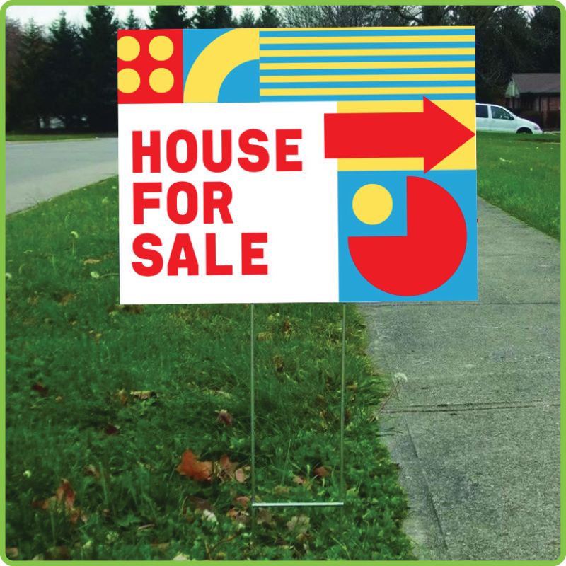 Real estate sign design ideas for including eye-catching colors of directional signage.