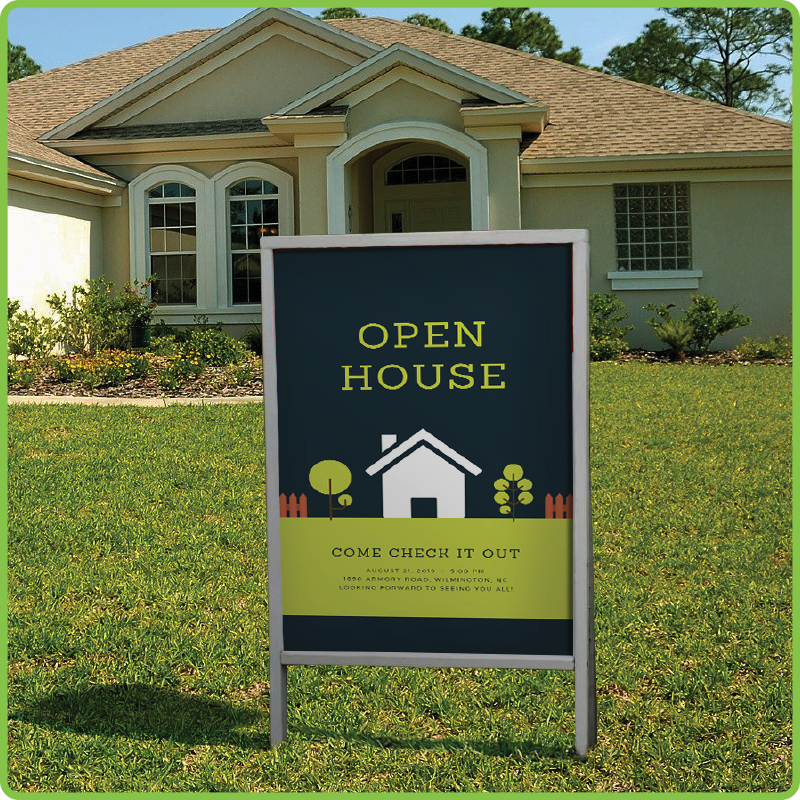 Real estate sign design ideas for including bold colors.