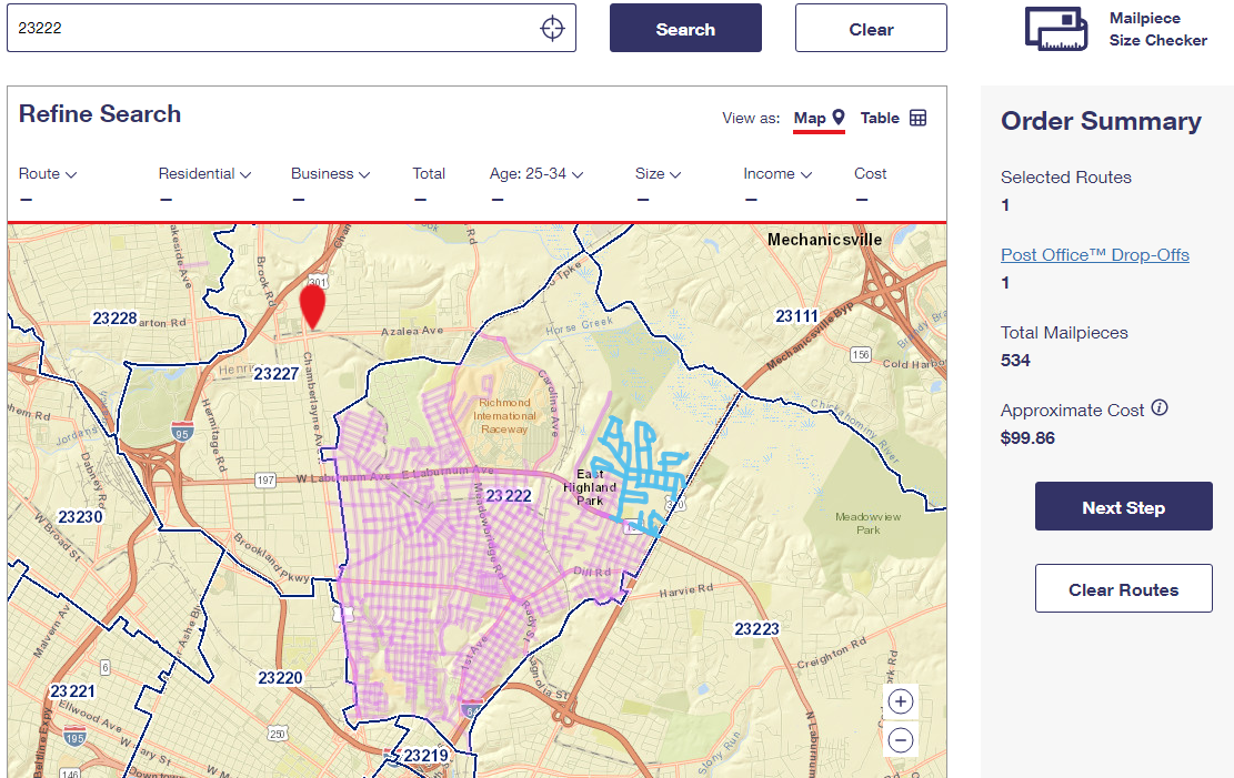 USPS EDDM Mapping Tool