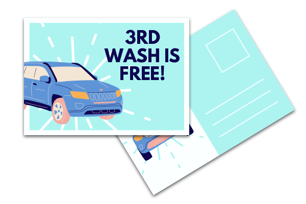Postcards for car wash and auto detailing businesses.