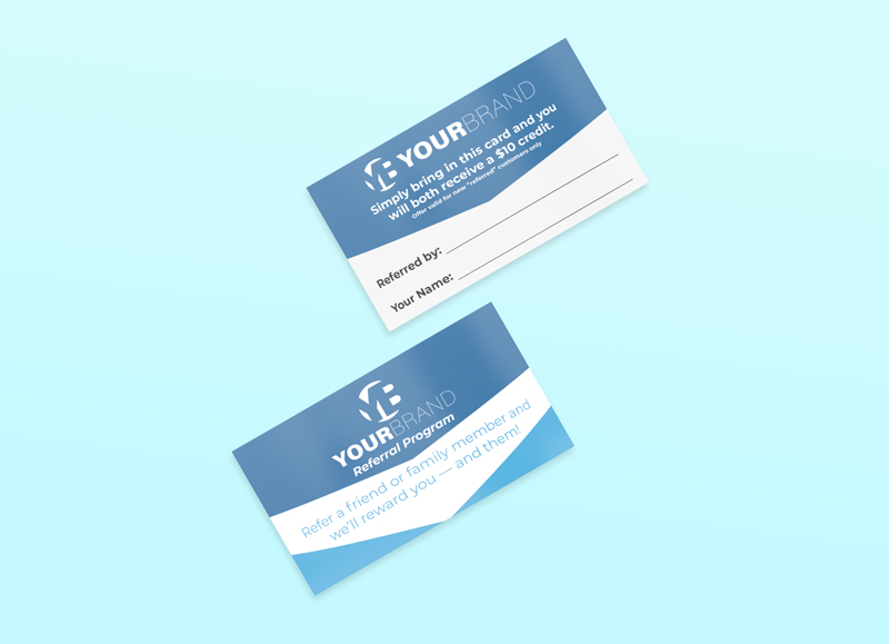 Design your very own referral card with this free, easy-to-use template. 