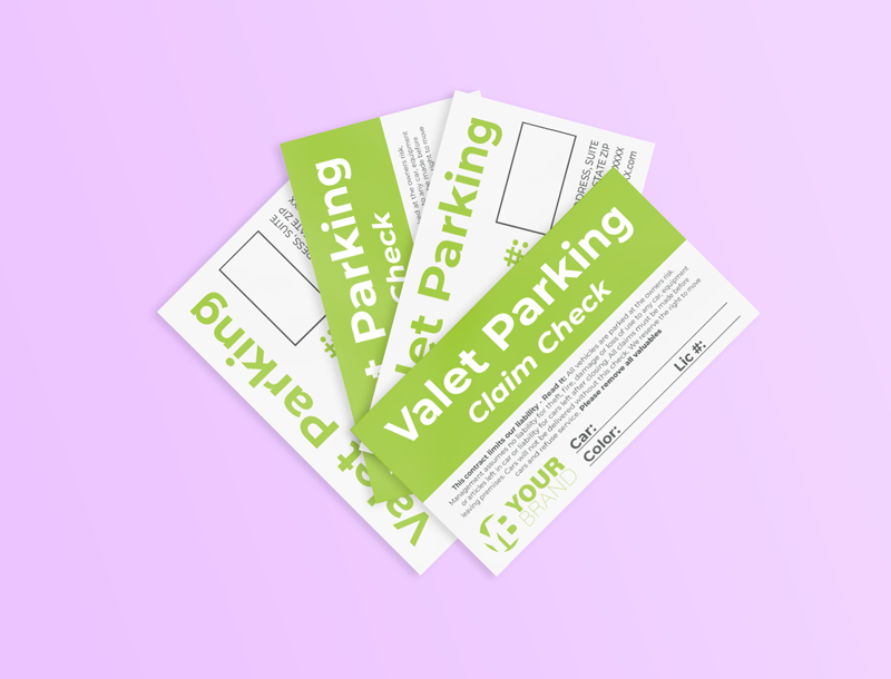 Get started on designing your very own valet parking claim check cards with this free, quality design template.