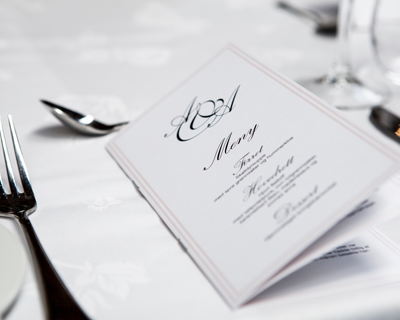 Using the half-fold brochure template, you can design menus for restaurants or programs for performances and events.