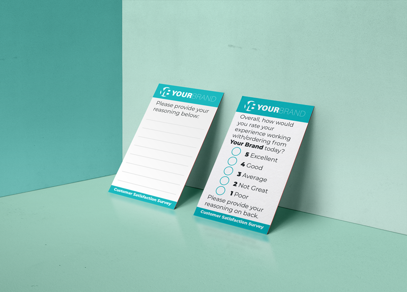 Use this template to design your very own business card-sized customer satisfaction surveys.