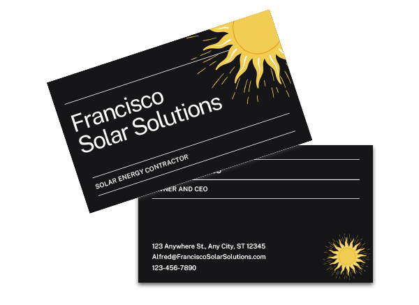 Business Cards For Solar Companies